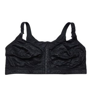 Plusform Bra Womens 48DD Black Instant Shaping Floral Wireless Front Closure